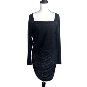 SHEIN BAE Plus Square Neck Glitter Bodycon Dress